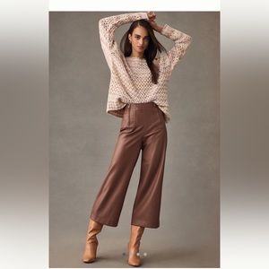 Avec Les Filles Double Zip Faux Leather Crop Pants